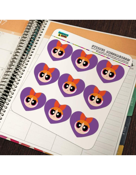 Set de Stickers Corazón Las Chicas Superpoderosas 18 Piezas