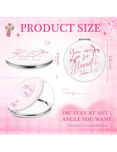 Espejos Compactos Geelin 6 Pcs Rosa Lazo Doble Aumento 1x/2x 2