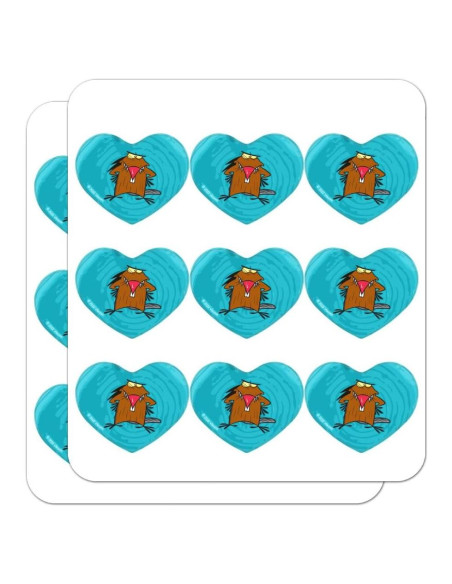 Stickers de Corazón Angry Beavers - 18 Piezas de Vinilo