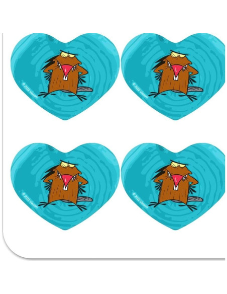 Stickers de Corazón Angry Beavers - 18 Piezas de Vinilo