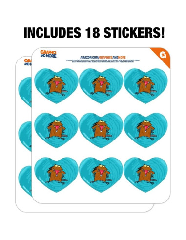 Stickers de Corazón Angry Beavers - 18 Piezas de Vinilo