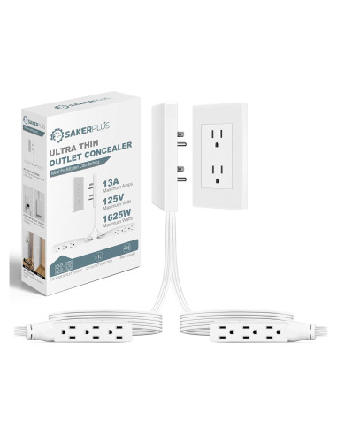 Extensor de Enchufe SakerPlus Doble 5 pies 3 Salidas CA