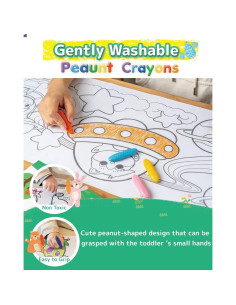 Crayones de Cacahuate POSUCESS 12 Colores No Tóxicos para Niños 2