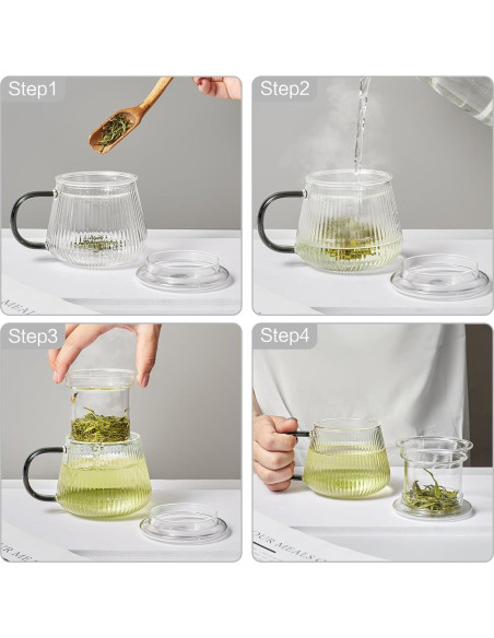 Taza Infusora de Té Lezero de Vidrio Borosilicato 414ml