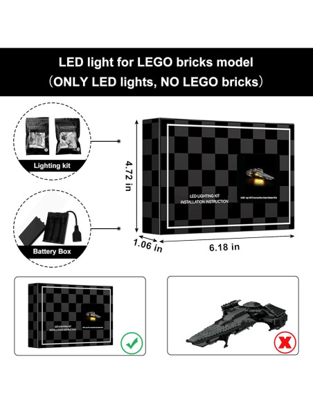 Kit de Luz LED Vaodest para Lego 75383 Infiltrador Sith