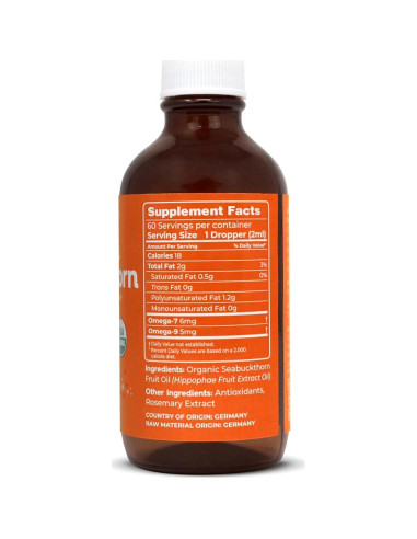 Aceite de espino amarillo orgánico Lekithos 113 g Omega-7 Omega-9