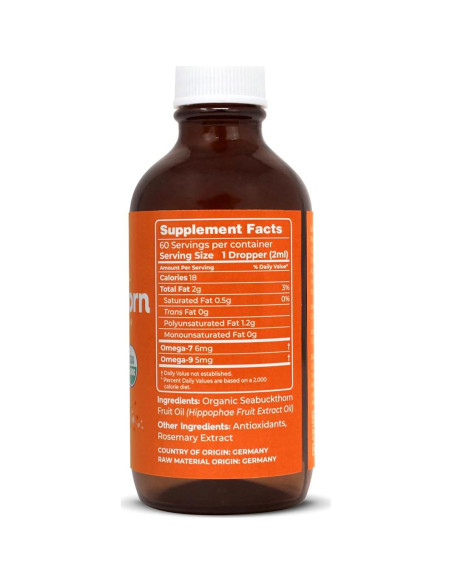 Aceite de espino amarillo orgánico Lekithos 113 g Omega-7 Omega-9