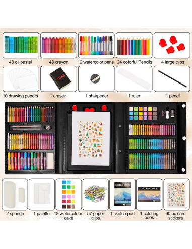 Kit de Arte KINSPORY 290 Piezas para Niños 4+ con Caballete