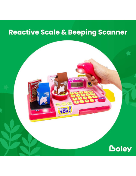 Caja Registradora de Juguete Boley Rosa - 19 Piezas Educativas