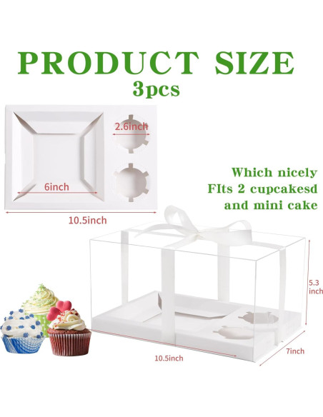 Caja Combo JCD para Pasteles y Cupcakes 3 Pcs - Transparente