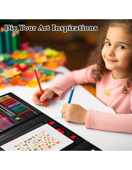 Kit de Arte KINSPORY 290 Piezas para Niños 4+ con Caballete Kit de Arte KINSPORY 290 Piezas para Niños 4+ con Caballete