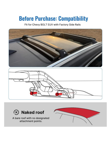 Barras de Techo SNIXWOO para Chevy Bolt EUV 2022-2024 120 kg