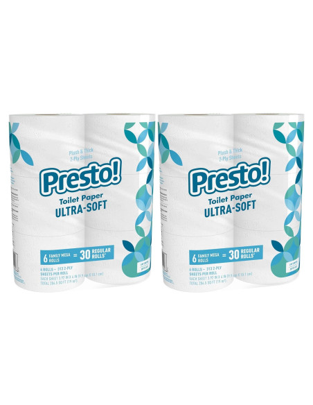 Papel Higiénico Ultra Suave Presto! Amazon 12 Mega Rollos