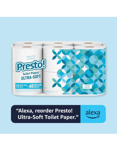Papel Higiénico Ultra Suave Presto! Amazon 12 Mega Rollos