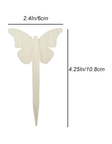 100 Etiquetas de Plantas de Madera PACEKONER Mariposa 10.8x6 cm