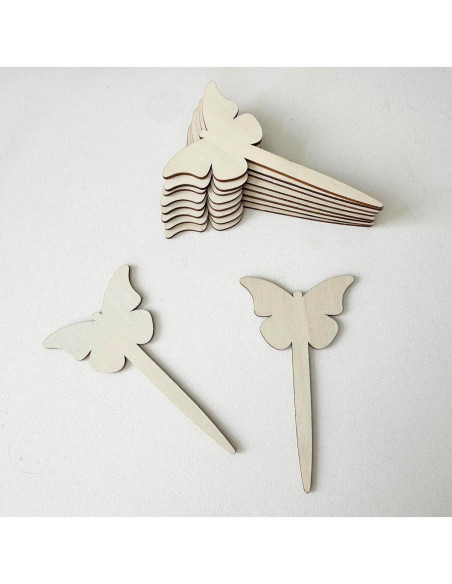 100 Etiquetas de Plantas de Madera PACEKONER Mariposa 10.8x6 cm