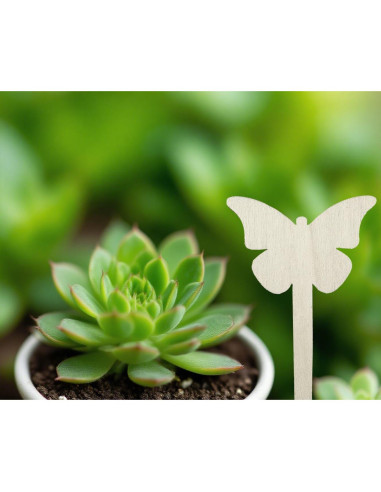 100 Etiquetas de Plantas de Madera PACEKONER Mariposa 10.8x6 cm