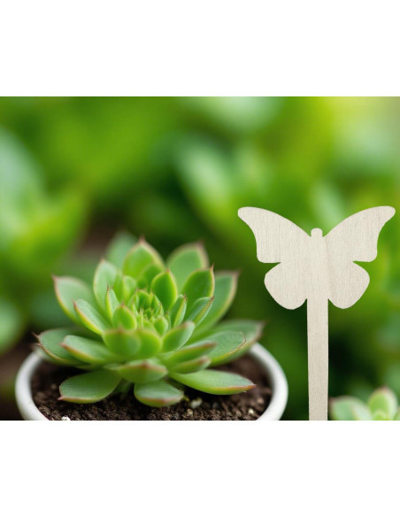 100 Etiquetas de Plantas de Madera PACEKONER Mariposa 10.8x6 cm