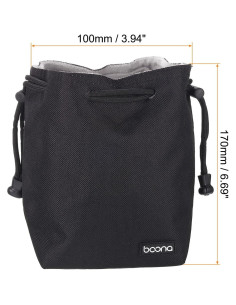 Funda de Lente Suave PATIKIL 10x10 cm Negra con Cuerda 2