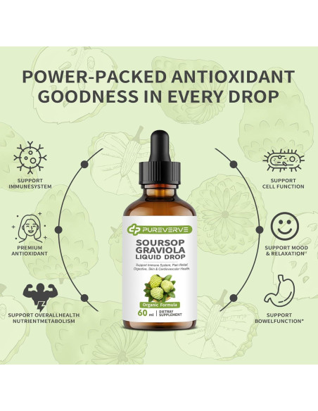 Gotas Líquidas de Graviola Pureverve 59.15 ml - Salud Inmunológica
