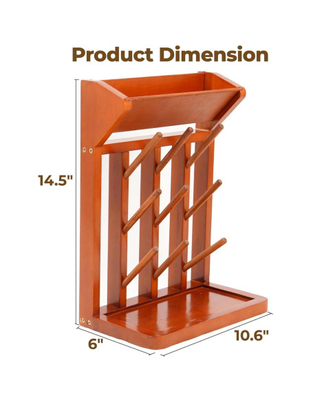 Soporte Vertical de Madera Nabytok para Secado de Botellas 9 Ganchos