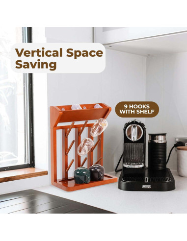 Soporte Vertical de Madera Nabytok para Secado de Botellas 9 Ganchos