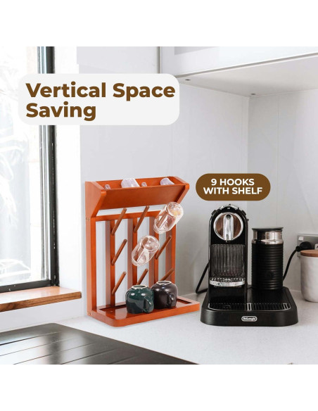 Soporte Vertical de Madera Nabytok para Secado de Botellas 9 Ganchos