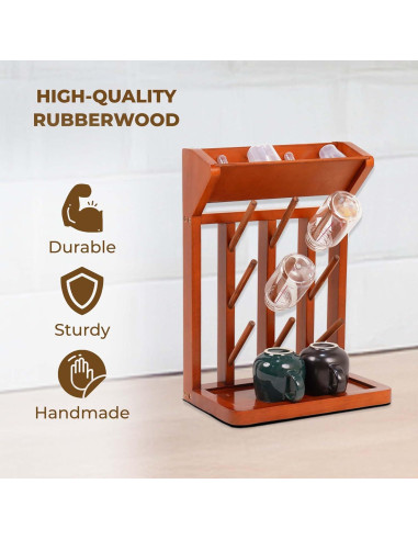 Soporte Vertical de Madera Nabytok para Secado de Botellas 9 Ganchos