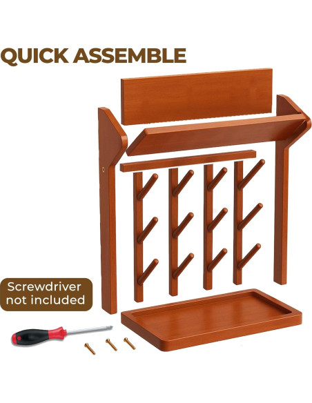 Soporte Vertical de Madera Nabytok para Secado de Botellas 9 Ganchos