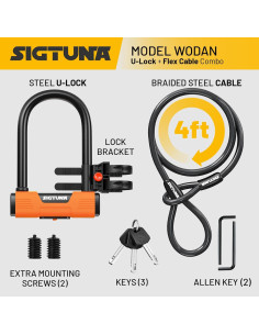 Candado U para Bicicleta Sigtuna 16mm Resistente al Corte 2