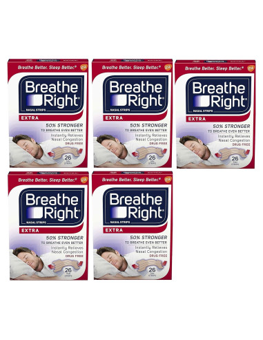 Tiras Nasales Breathe Right Extra Tan 130 Unidades para Ronquidos