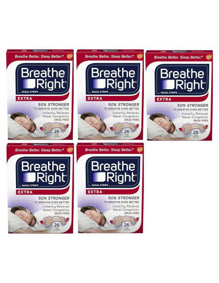 Tiras Nasales Breathe Right Extra Tan 130 Unidades para Ronquidos
