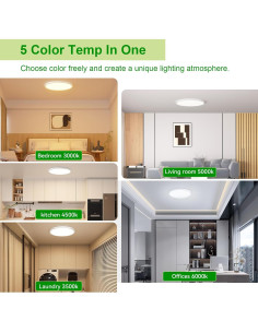 Luz de Techo LED Hunhun 3200LM 28W 12 Pulgadas 5CCT Blanco 2