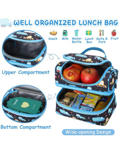 Bolsa de Almuerzo Kasqo 6.5L Térmica Doble Compartimento Niños 2