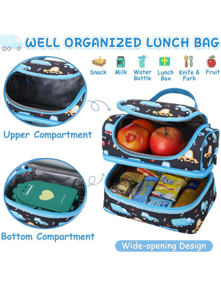 Bolsa de Almuerzo Kasqo 6.5L Térmica Doble Compartimento Niños