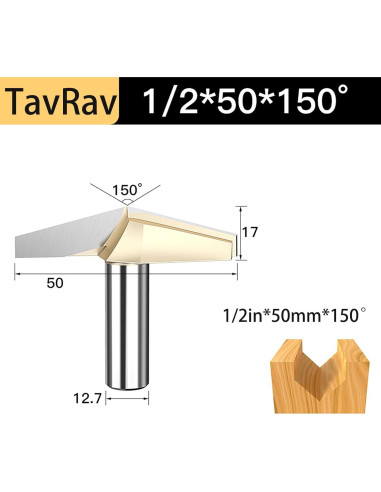 Broca en V 50mm TavRav con punta de carburo para madera