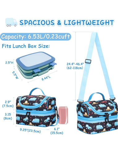 Bolsa de Almuerzo Kasqo 6.5L Térmica Doble Compartimento Niños