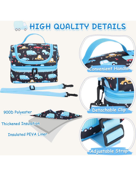 Bolsa de Almuerzo Kasqo 6.5L Térmica Doble Compartimento Niños