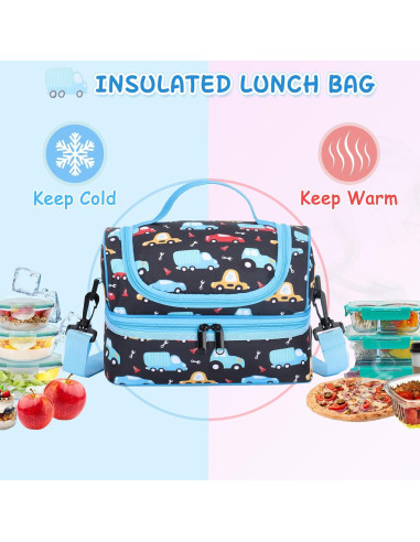 Bolsa de Almuerzo Kasqo 6.5L Térmica Doble Compartimento Niños