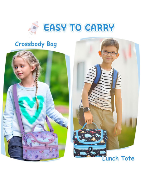 Bolsa de Almuerzo Kasqo 6.5L Térmica Doble Compartimento Niños