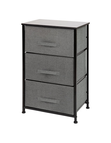 Cajonera Flash Furniture 3 Cajones Tela Gris y Marco Negro