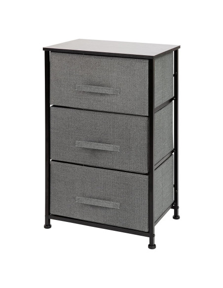 Cajonera Flash Furniture 3 Cajones Tela Gris y Marco Negro