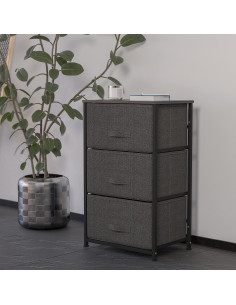 Cajonera Flash Furniture 3 Cajones Tela Gris y Marco Negro 2