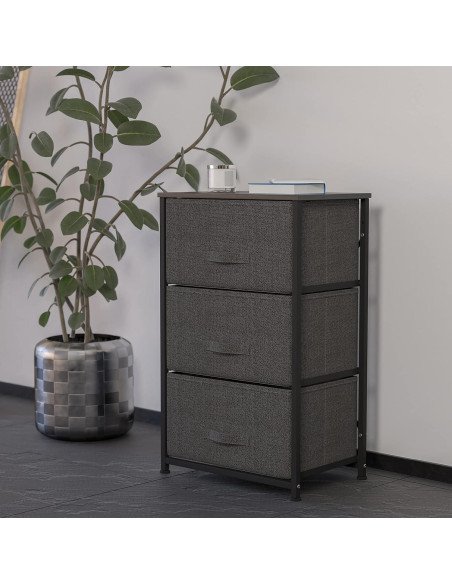 Cajonera Flash Furniture 3 Cajones Tela Gris y Marco Negro