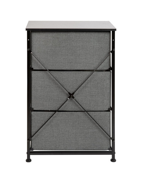Cajonera Flash Furniture 3 Cajones Tela Gris y Marco Negro
