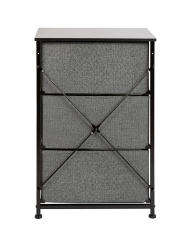 Cajonera Flash Furniture 3 Cajones Tela Gris y Marco Negro