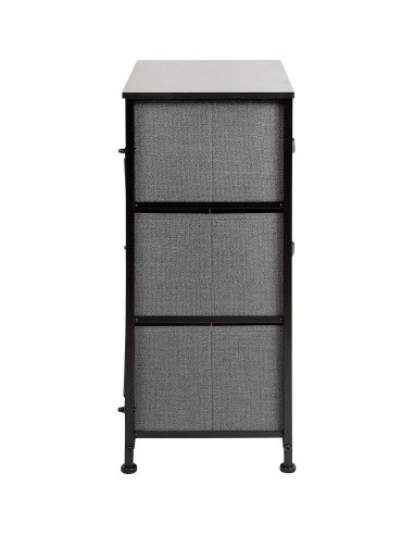 Cajonera Flash Furniture 3 Cajones Tela Gris y Marco Negro