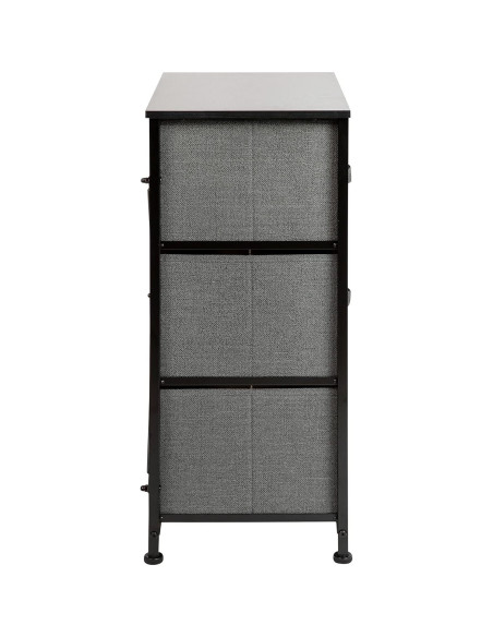 Cajonera Flash Furniture 3 Cajones Tela Gris y Marco Negro