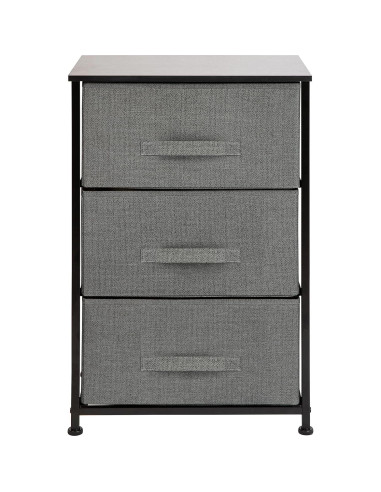 Cajonera Flash Furniture 3 Cajones Tela Gris y Marco Negro