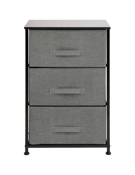 Cajonera Flash Furniture 3 Cajones Tela Gris y Marco Negro